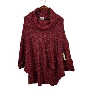 New St Johns Bay Women Sz XXL Maroon Red Sweater Short Dolman Sleeve Pullover E4